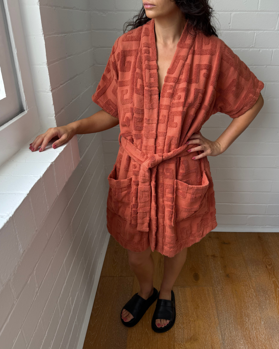 Lucy Folk Skyline Robe Terracotta - Size S/M