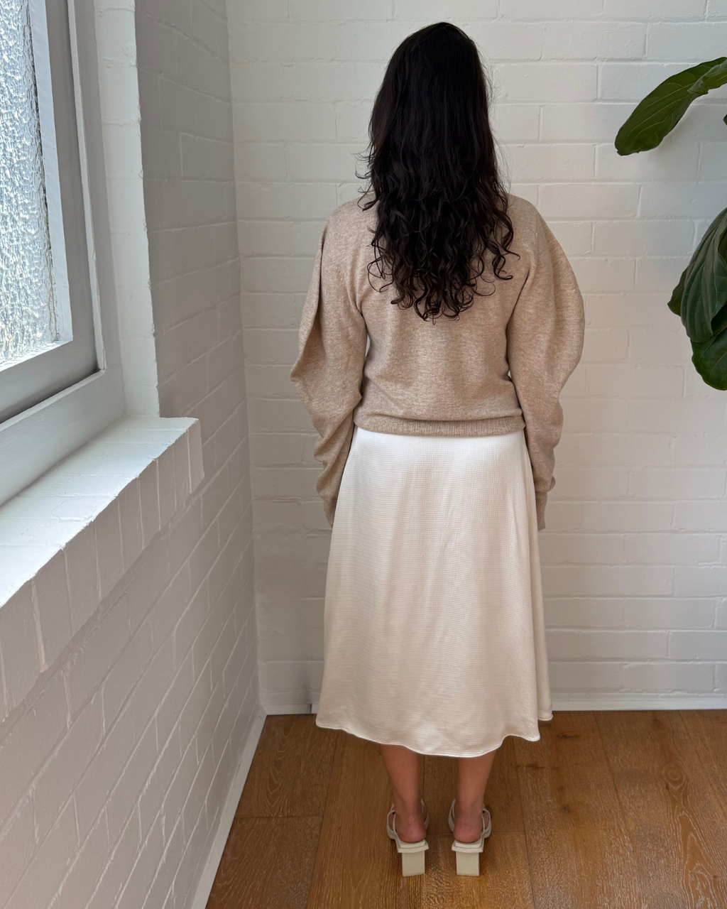 Bassike Oat Marle Wool Cashmere Knit - Size 1 (AU 8)