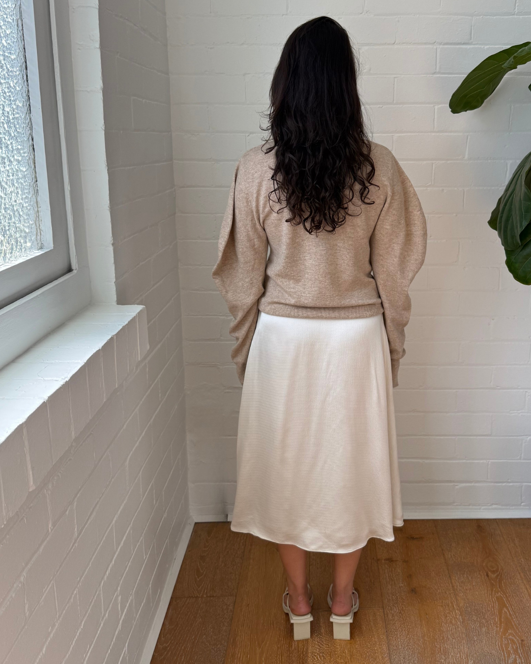 Bassike Oat Marle Wool Cashmere Knit - Size 1 (AU 8)