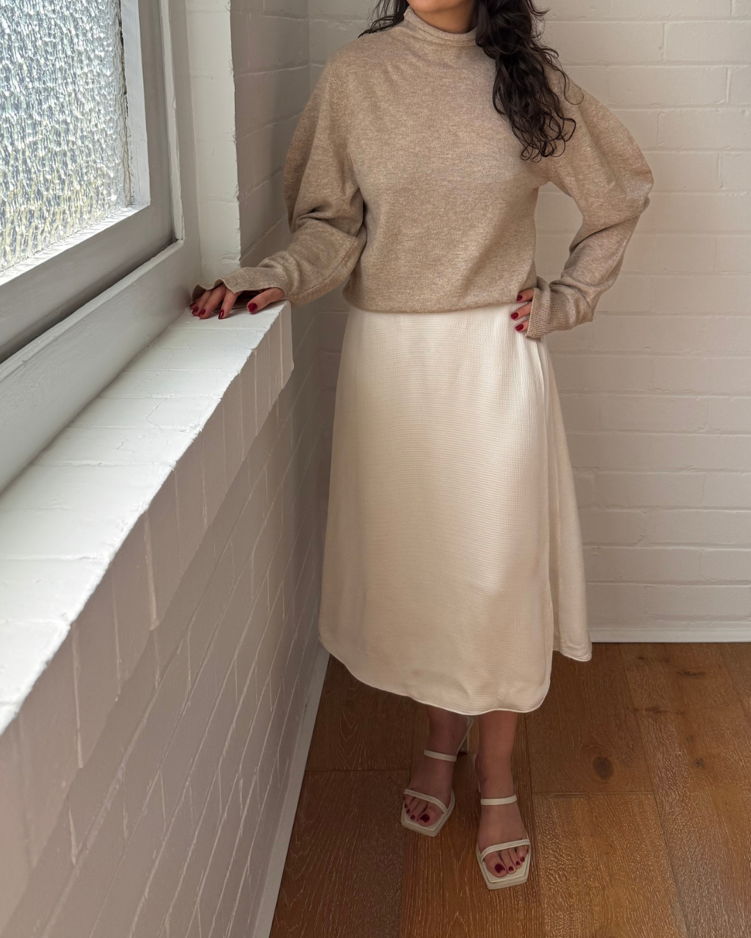 Bassike Oat Marle Wool Cashmere Knit - Size 1 (AU 8)