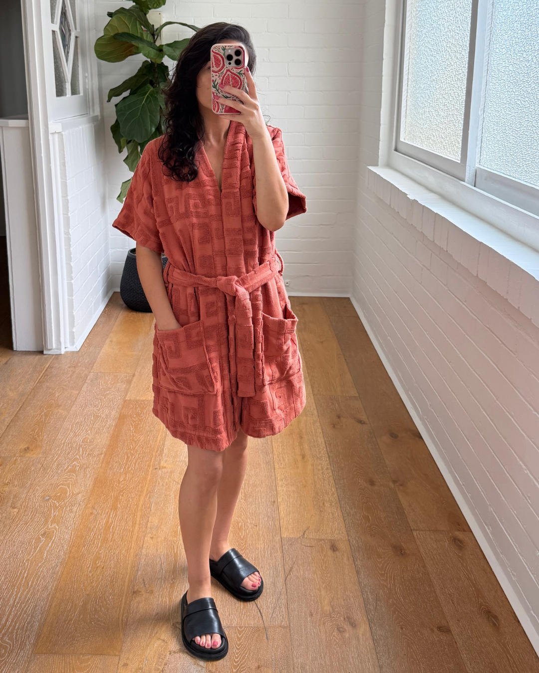 Lucy Folk Skyline Robe Terracotta - Size S/M