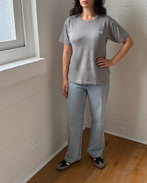 Acne Studios Exford Face T-Shirt Light Grey Melange - Size XS