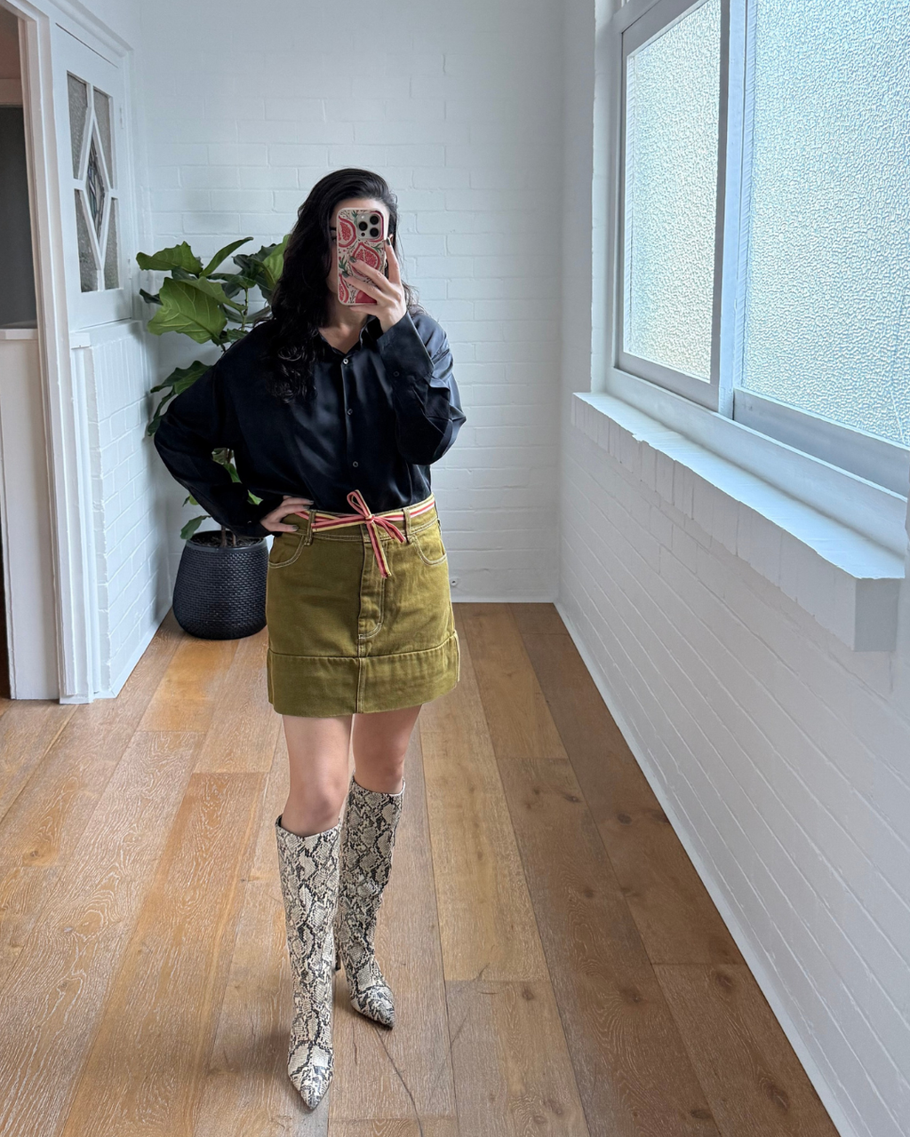 Acne Bla Konst Dive Dye Belted Denim Skirt - Size 36 (AU 8-10)
