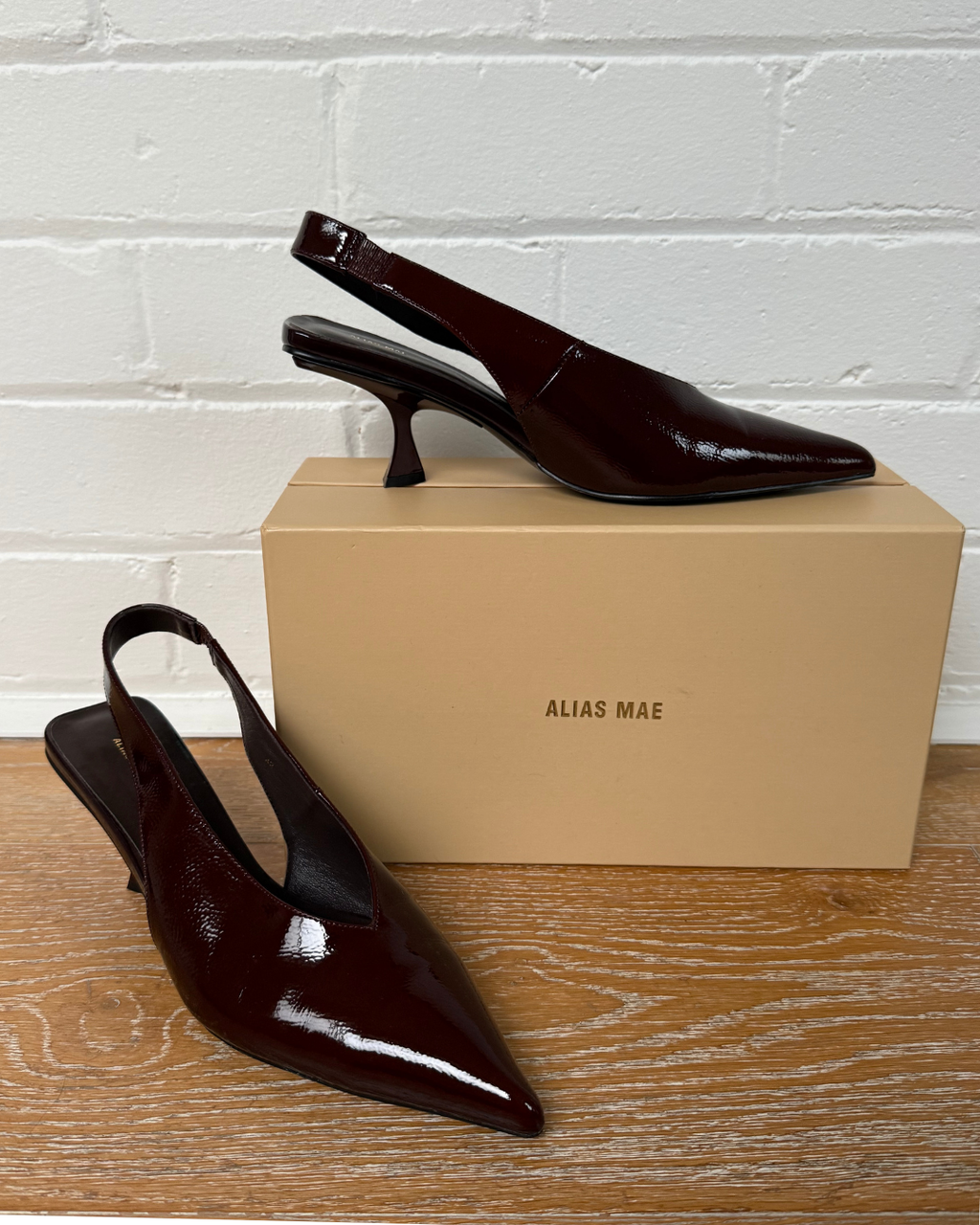 Alias Mae Frankie Slingbacks Choc Leather - Size 42