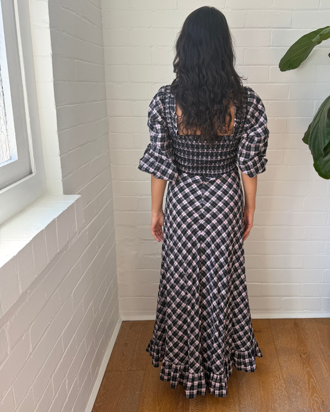 Ganni Seersucker Balloon Sleeve Dress - Size 36 (AU 8)