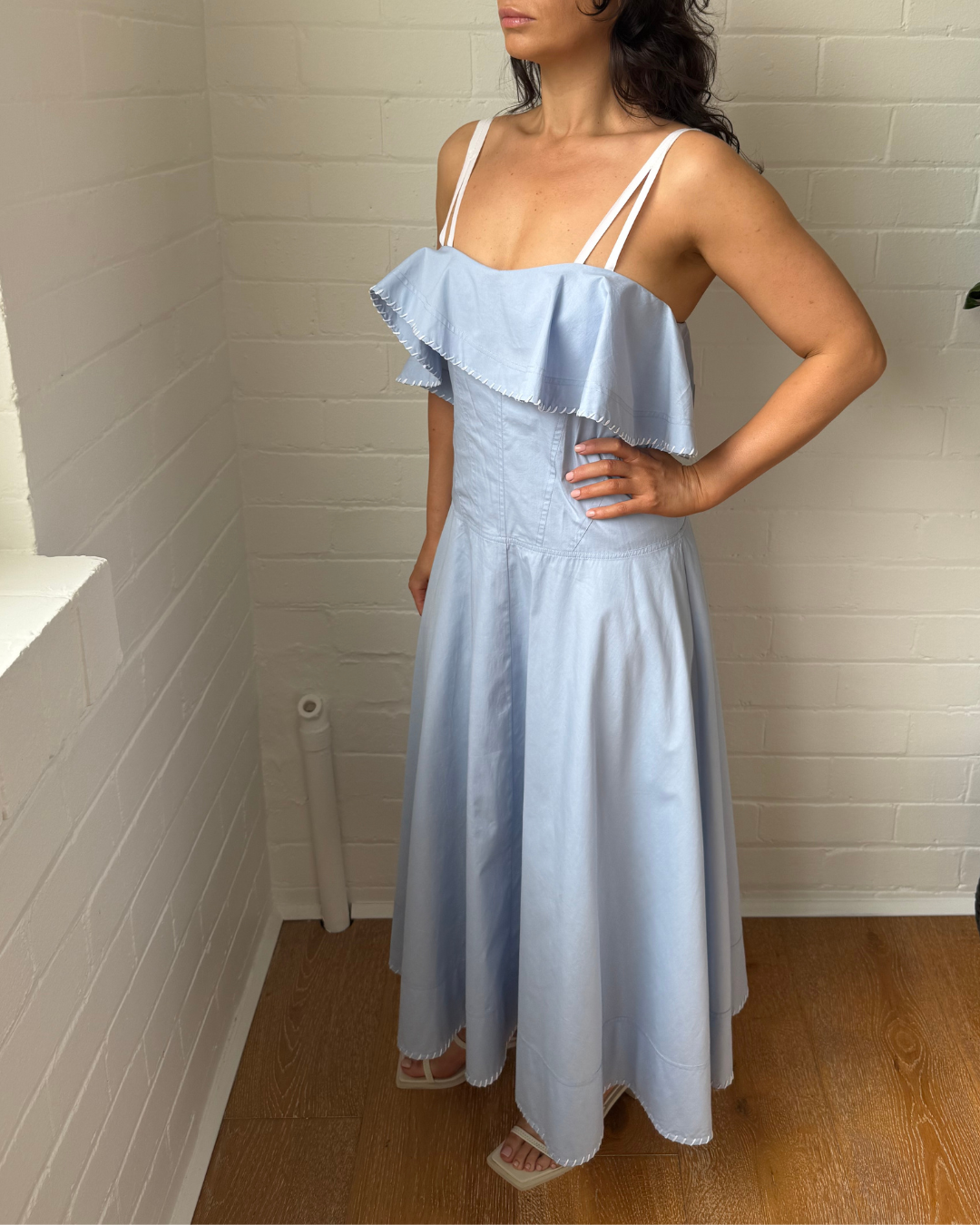 Lovaan Sky Blue Ruffle Dress - Size 8/10