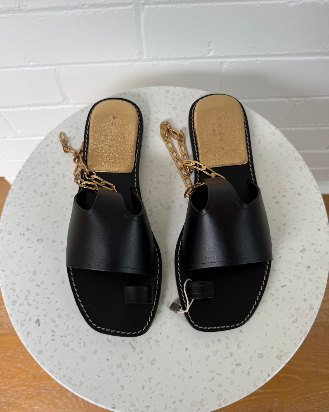 Sandro Parma Ankle-Chain Leather Sandals