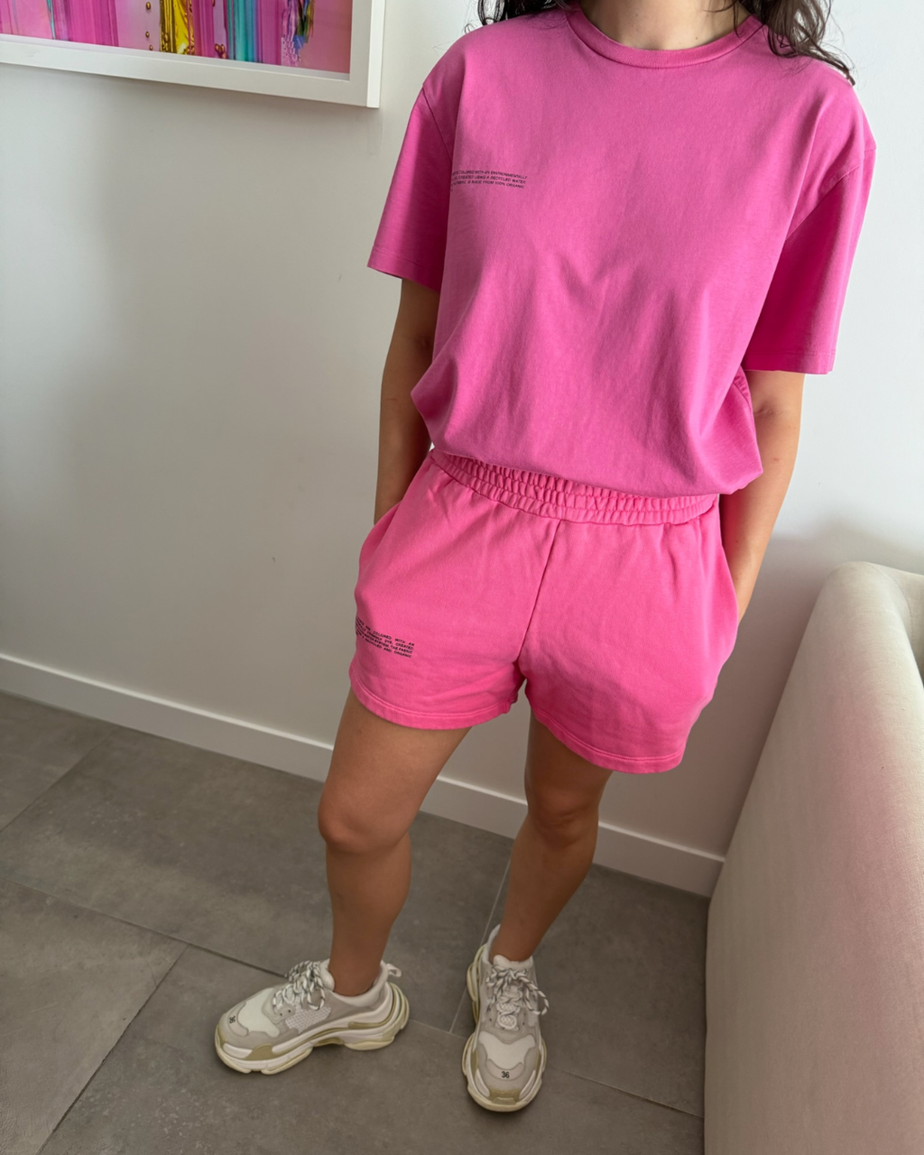Pangaia Pink Fleece Shorts - Size Medium