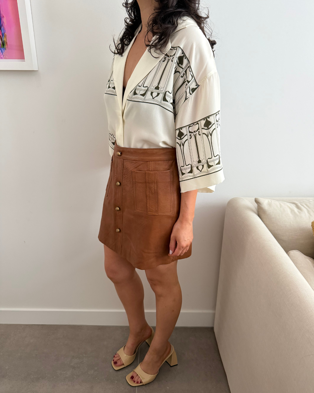 Camilla & Marc Johnston Place Print SS Shirt - Size 6