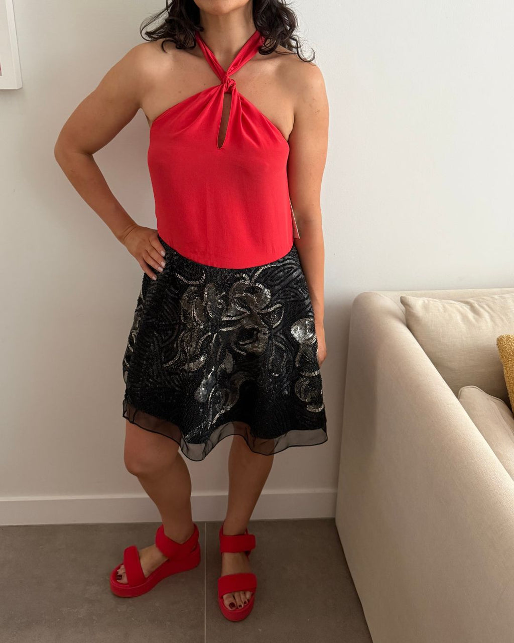 Roa Doa Red Silk Halter - XS