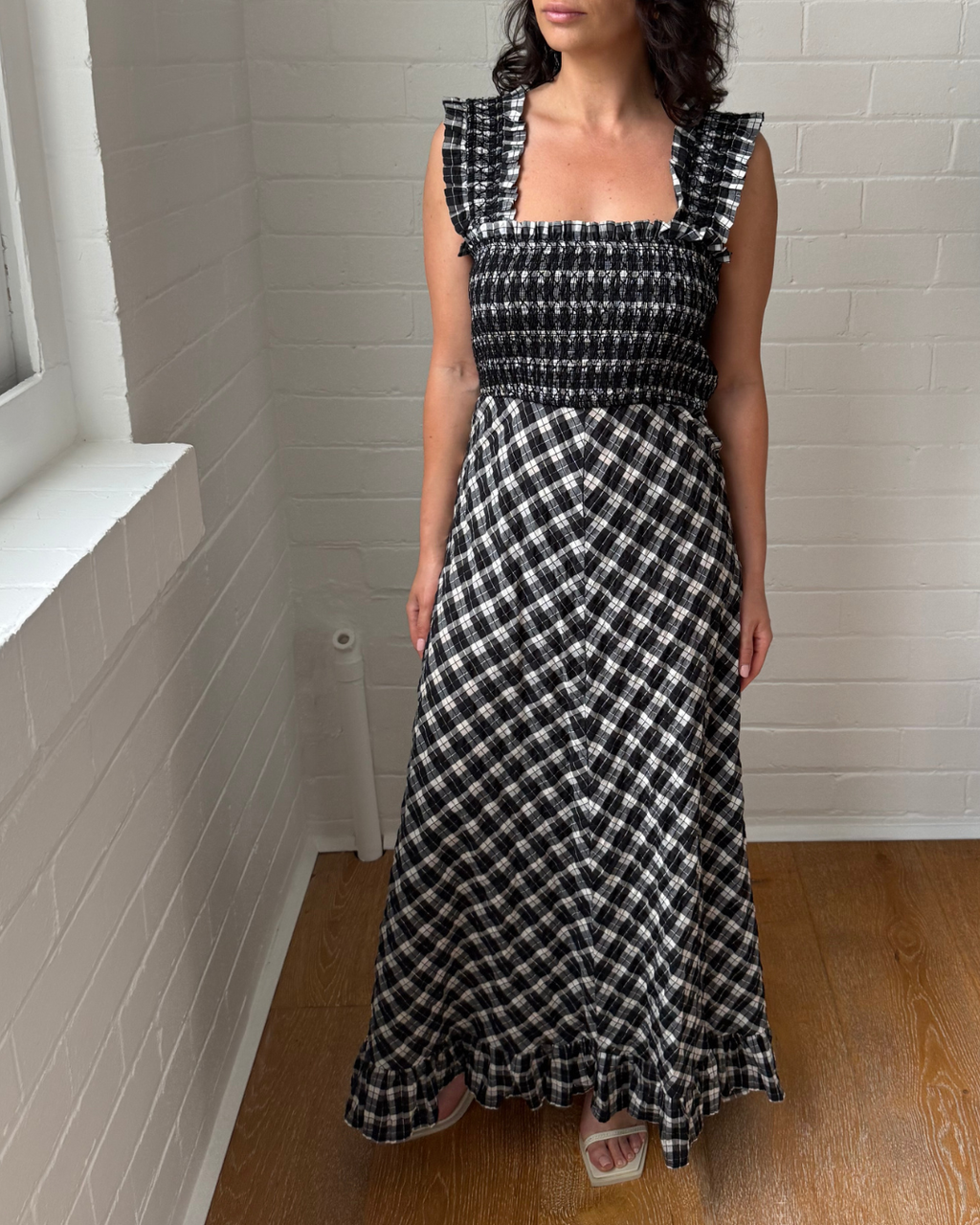 Ganni Seersucker Check Dress - Size 38 (AU 10)