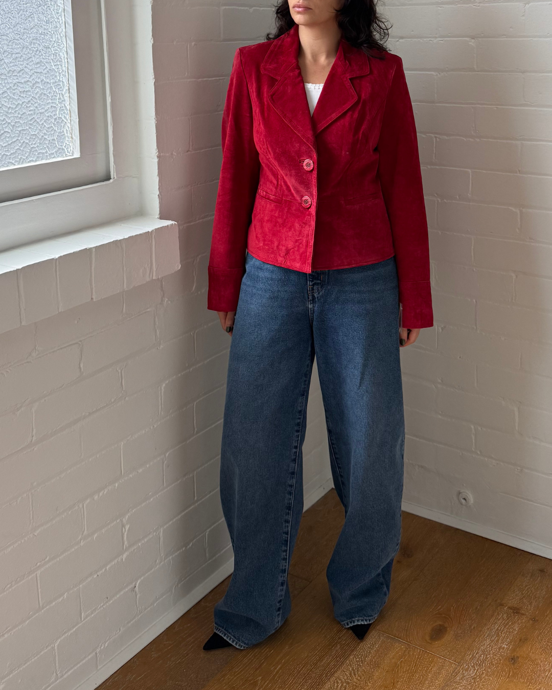 i.e Red Suede Jacket - Size Medium