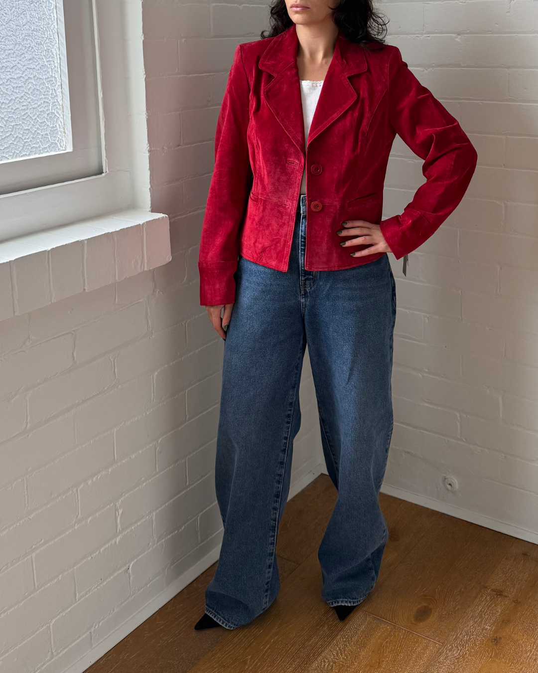 i.e Red Suede Jacket - Size Medium