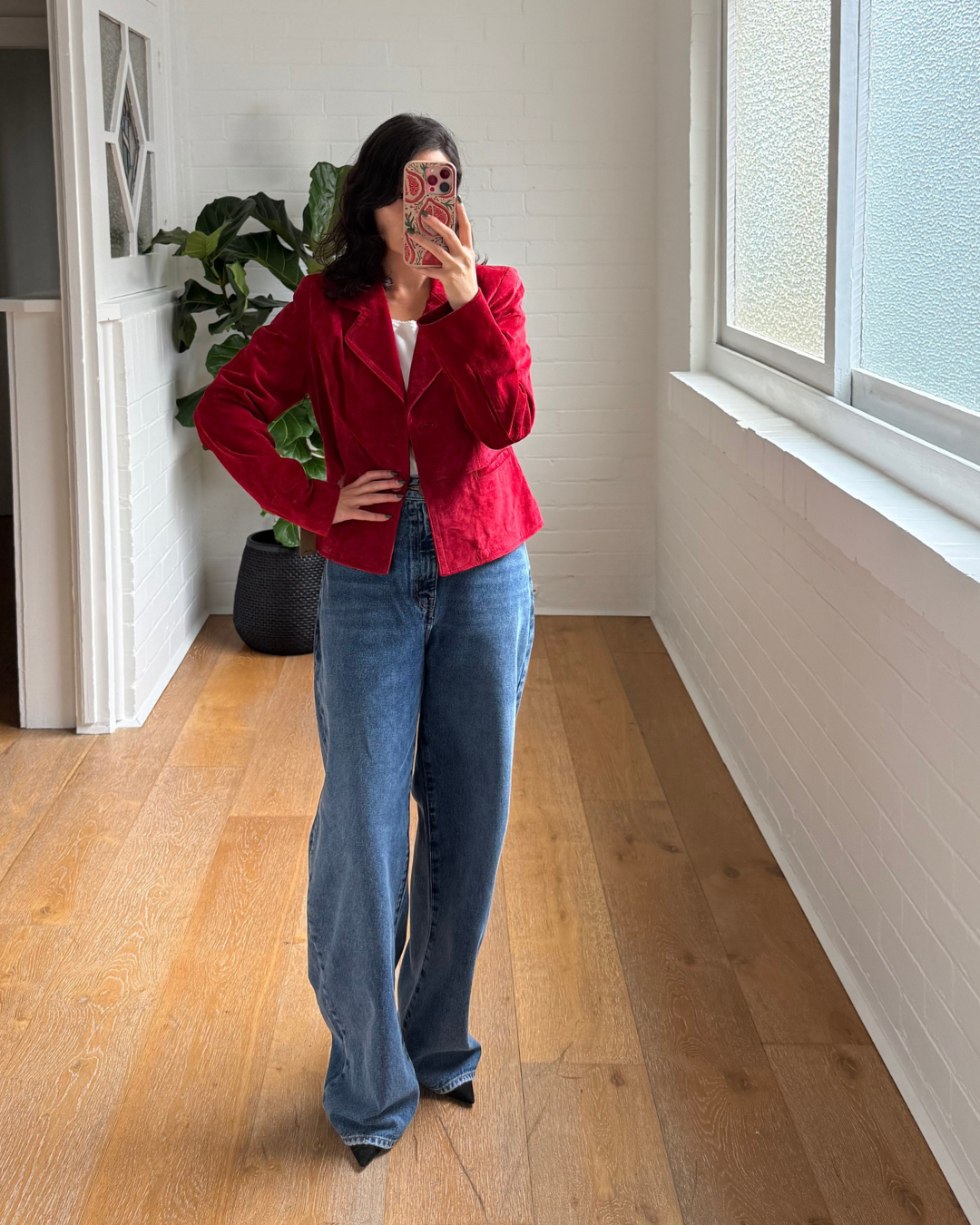 i.e Red Suede Jacket - Size Medium