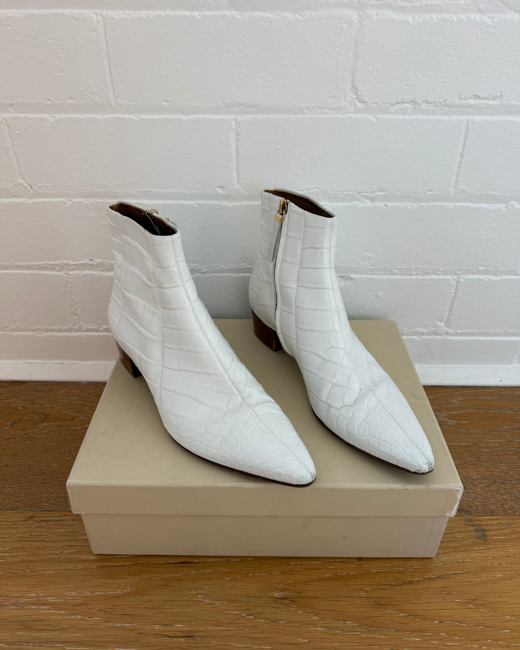 The Row Ambra Glossed-Alligator Ankle Boots - Size 39