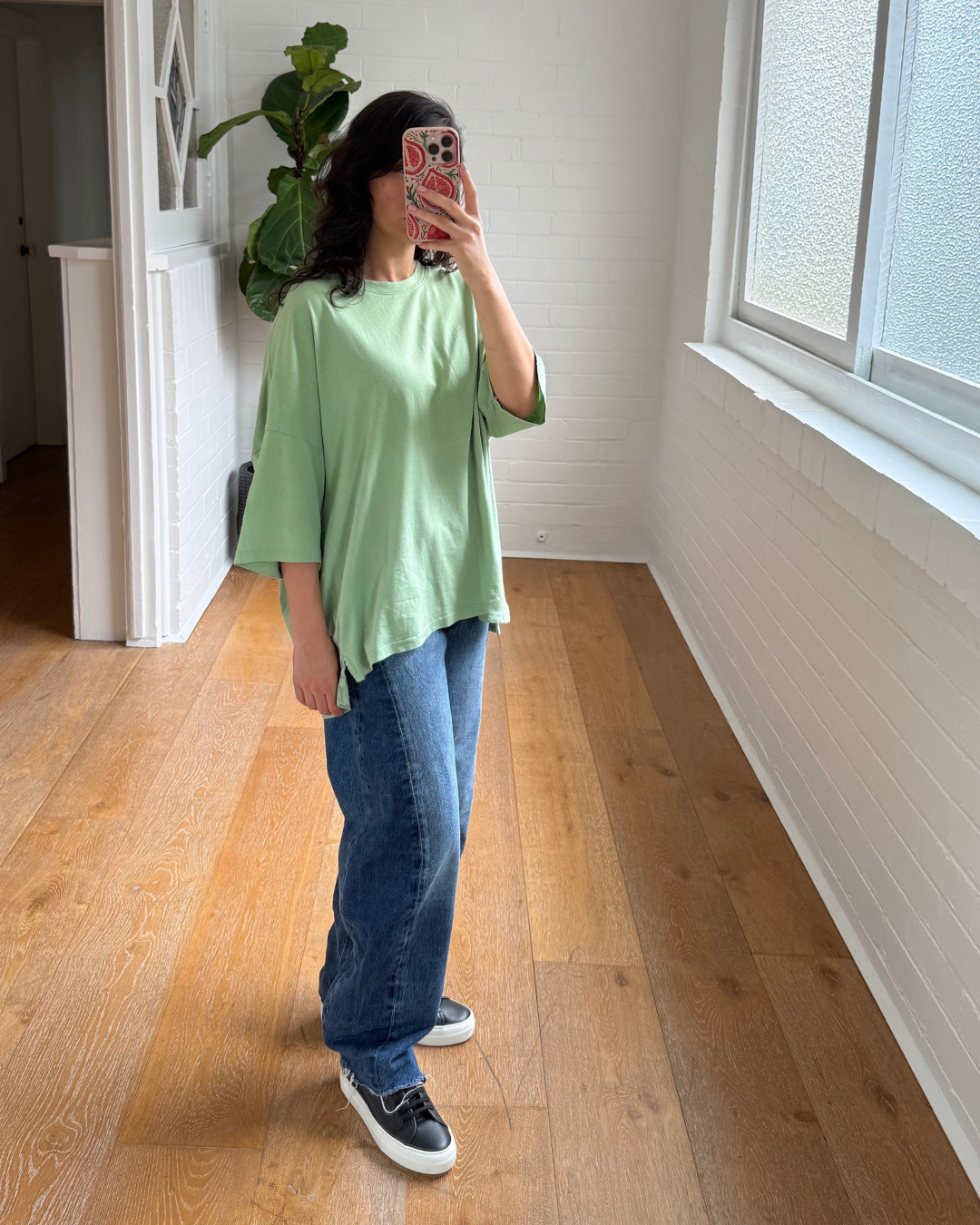Bassike Slouch Side Step T-Shirt - Size Medium
