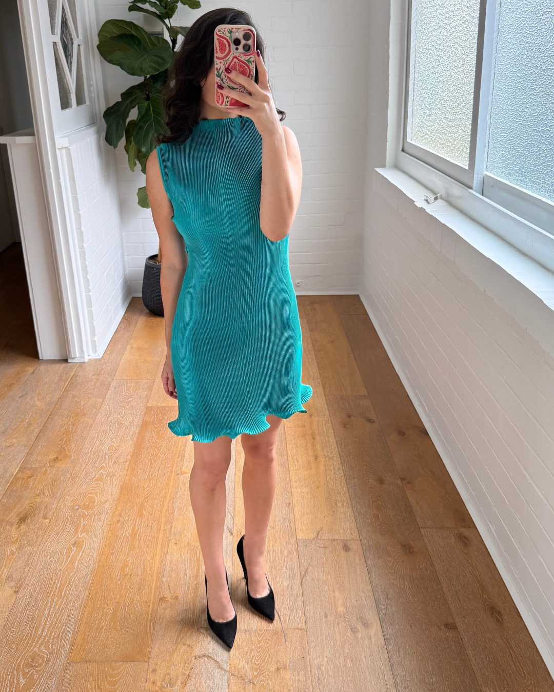 L'idee Silencio Mini Dress Teal - Size 8