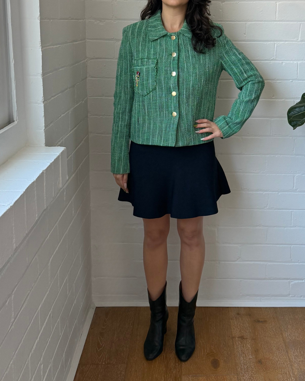 Sandro Green Tweed Jacket - Size 38 (AU 8-10)