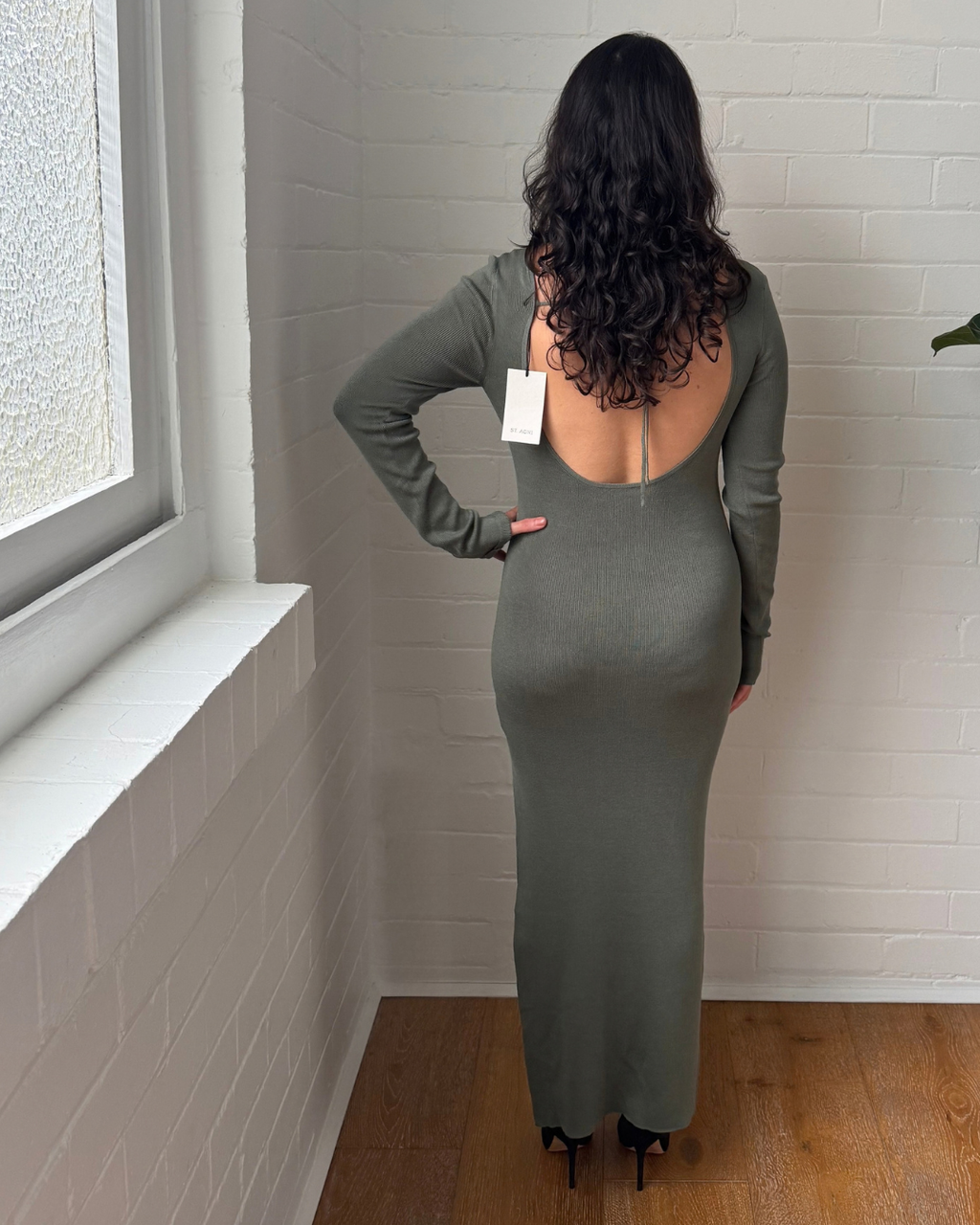 St Agni Long Sleeve Knit Midi Dress - Size Medium