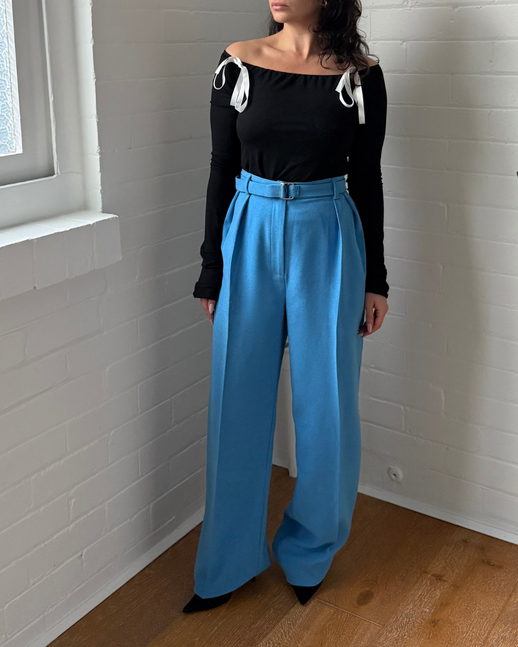 Paris Georgia Max Belted Crepe Wideleg Pants - Size XS