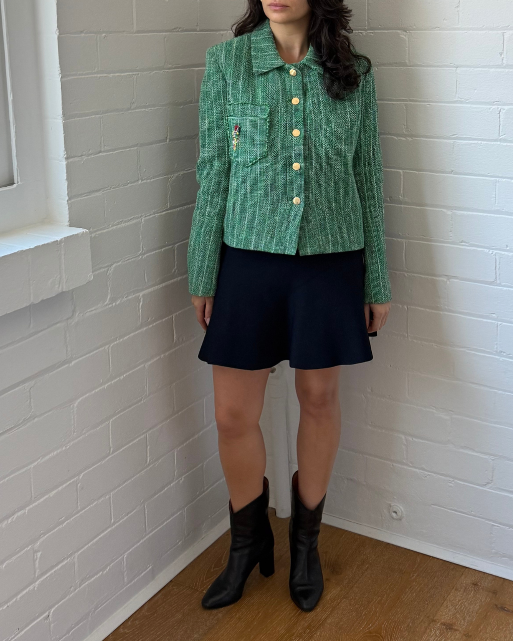 Sandro Green Tweed Jacket - Size 38 (AU 8-10)