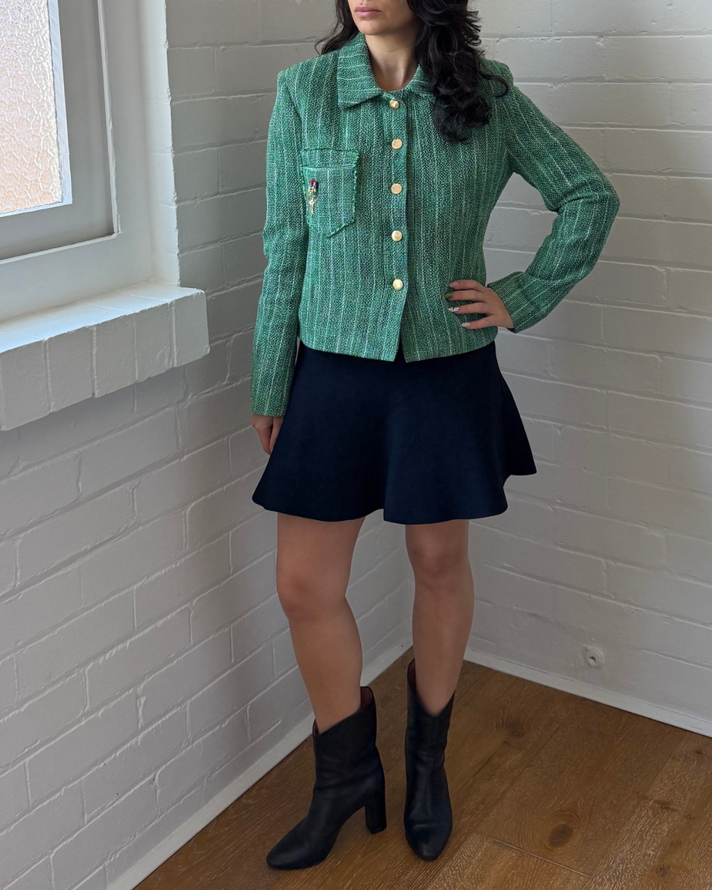 Sandro Green Tweed Jacket - Size 38 (AU 8-10)