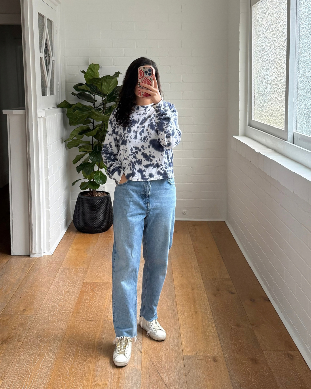 Bassike Tie Dye Long Sleeve Tee - Size Medium