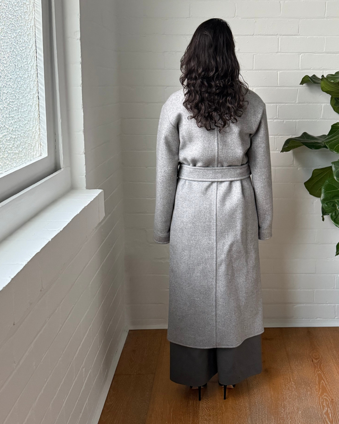 Celine Phoebe Philo Era Grey Wool Angora Wrap Coat - Size 34 (AU 6-8)