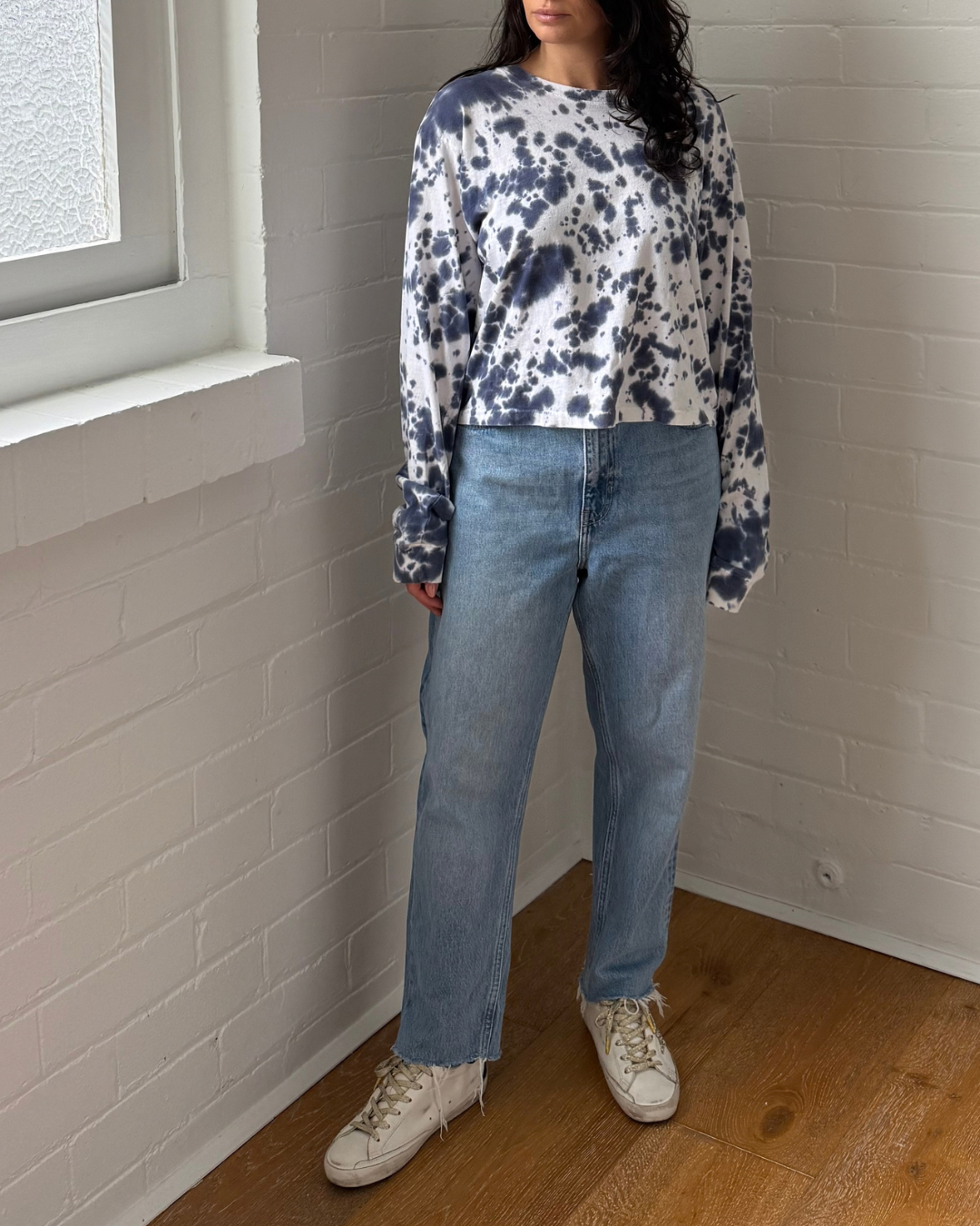 Bassike Tie Dye Long Sleeve Tee - Size Medium
