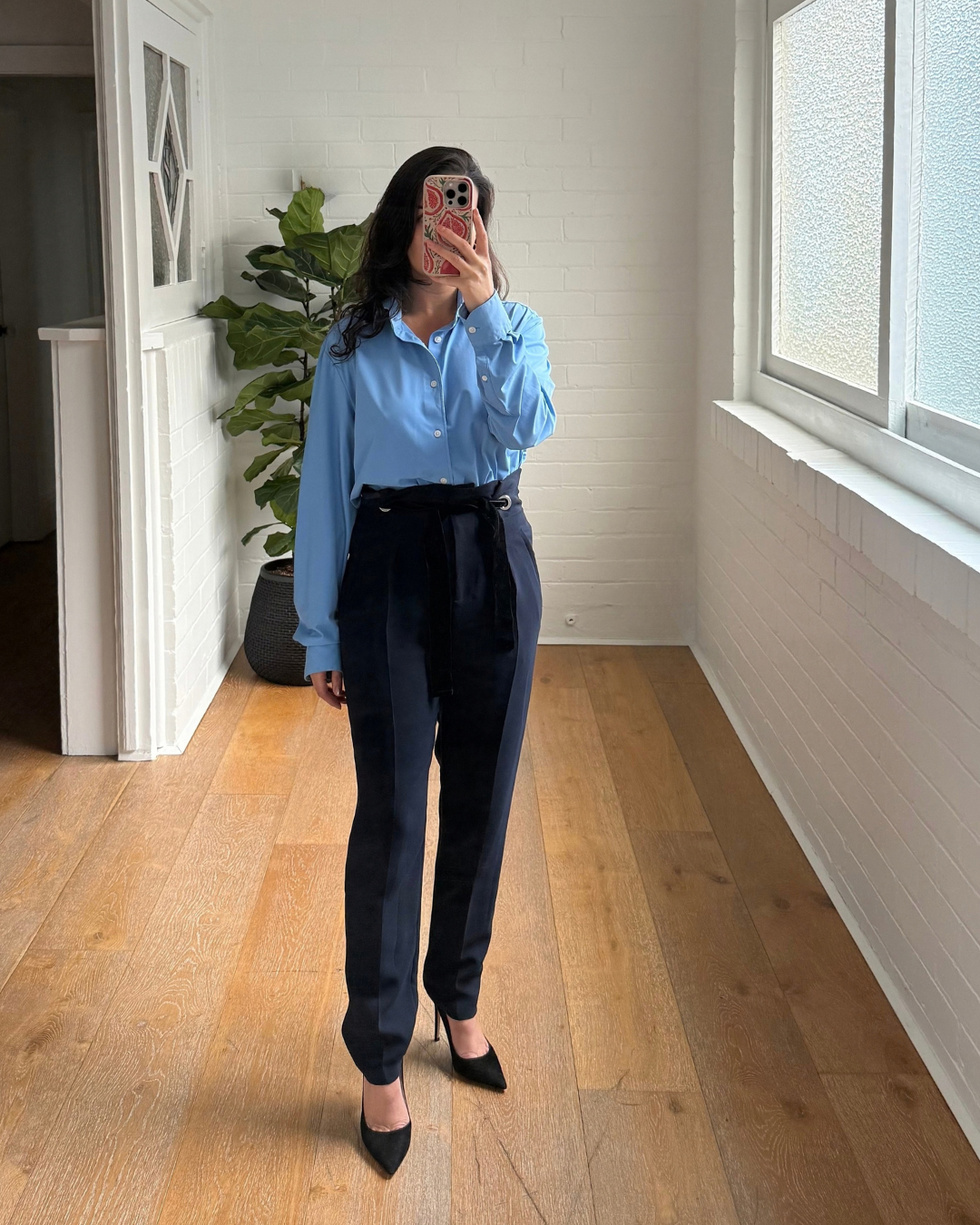 Claudie Pierlot Navy Belted Trousers - Size 36 (AU 8)