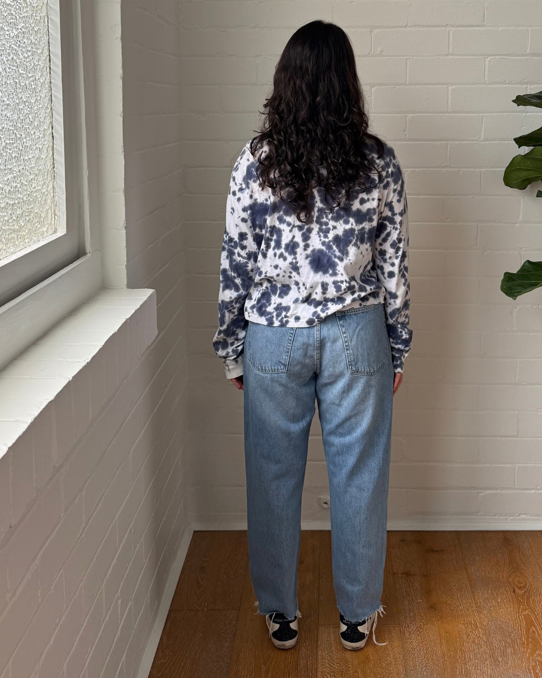 Bassike Tie Dye Long Sleeve Tee - Size Medium