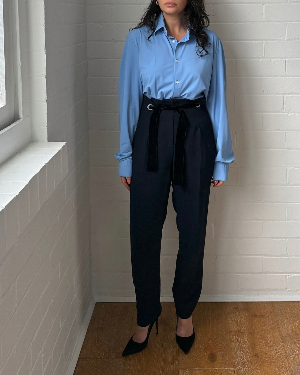 Claudie Pierlot Navy Belted Trousers - Size 36 (AU 8)