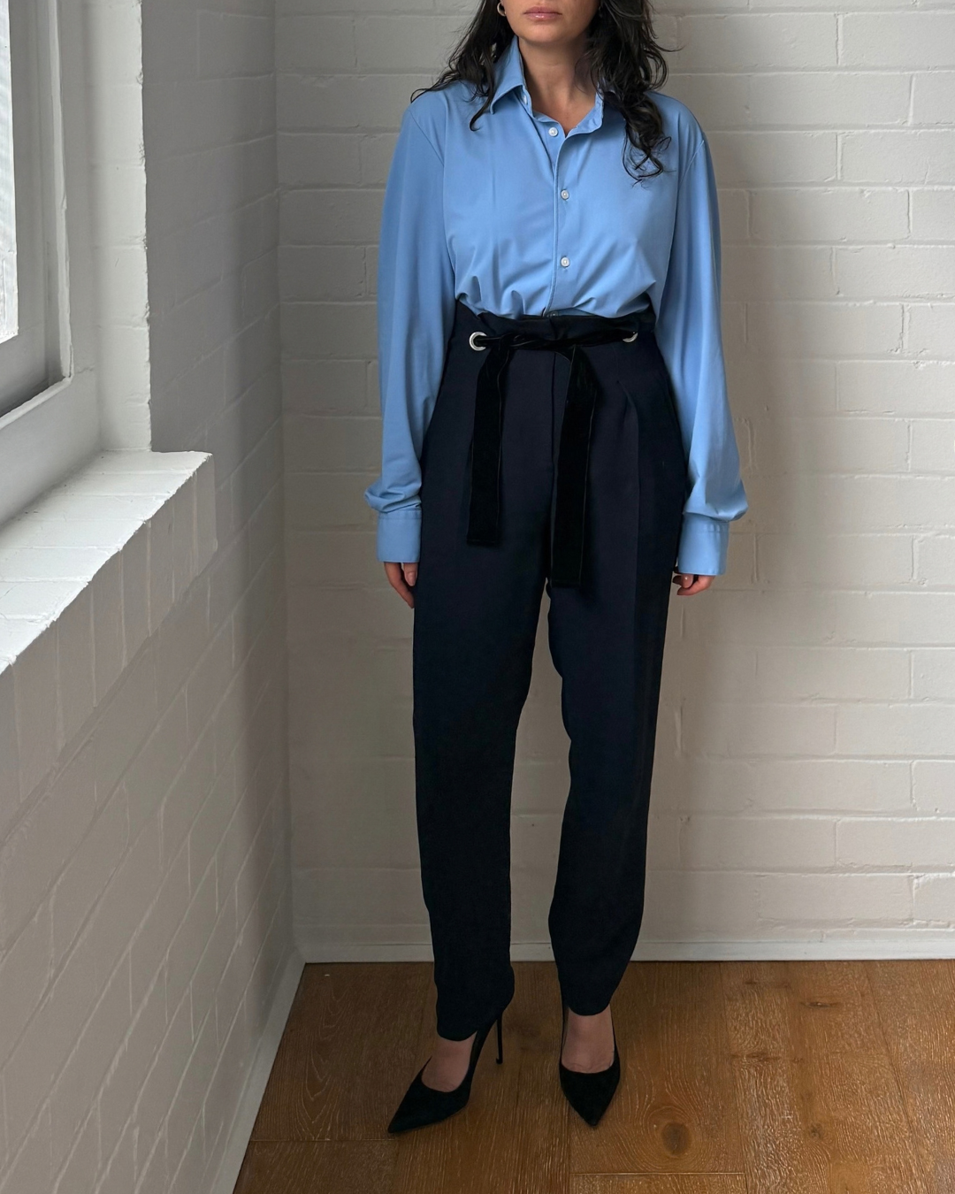 Claudie Pierlot Navy Belted Trousers - Size 36 (AU 8)
