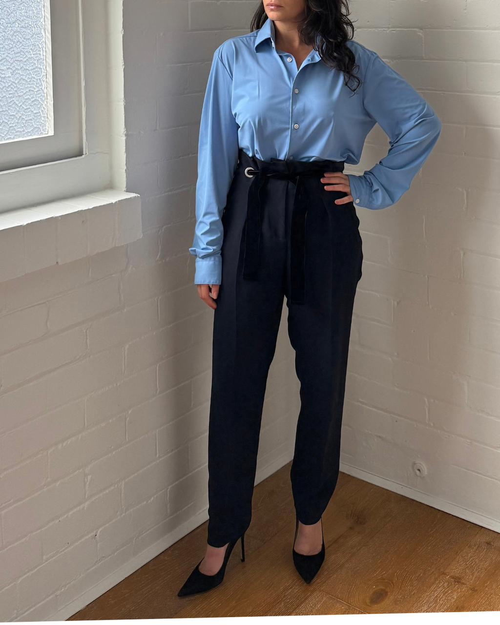 Claudie Pierlot Navy Belted Trousers - Size 36 (AU 8)