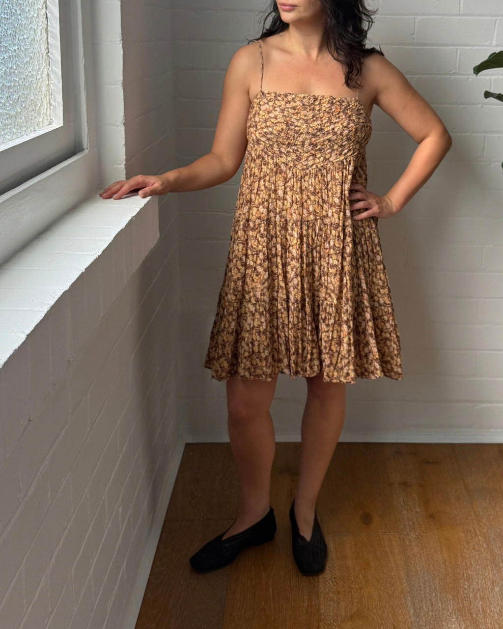 Shona Joy Fauna Pin Tuck Low Back Mini Dress - Size 12