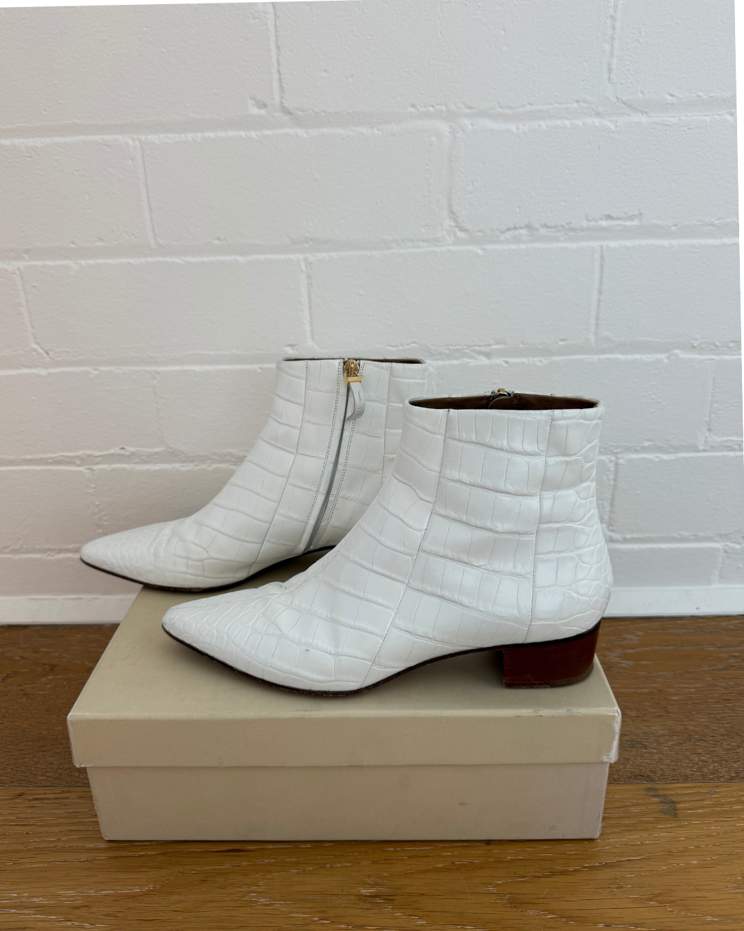 The Row Ambra Glossed-Alligator Ankle Boots - Size 39
