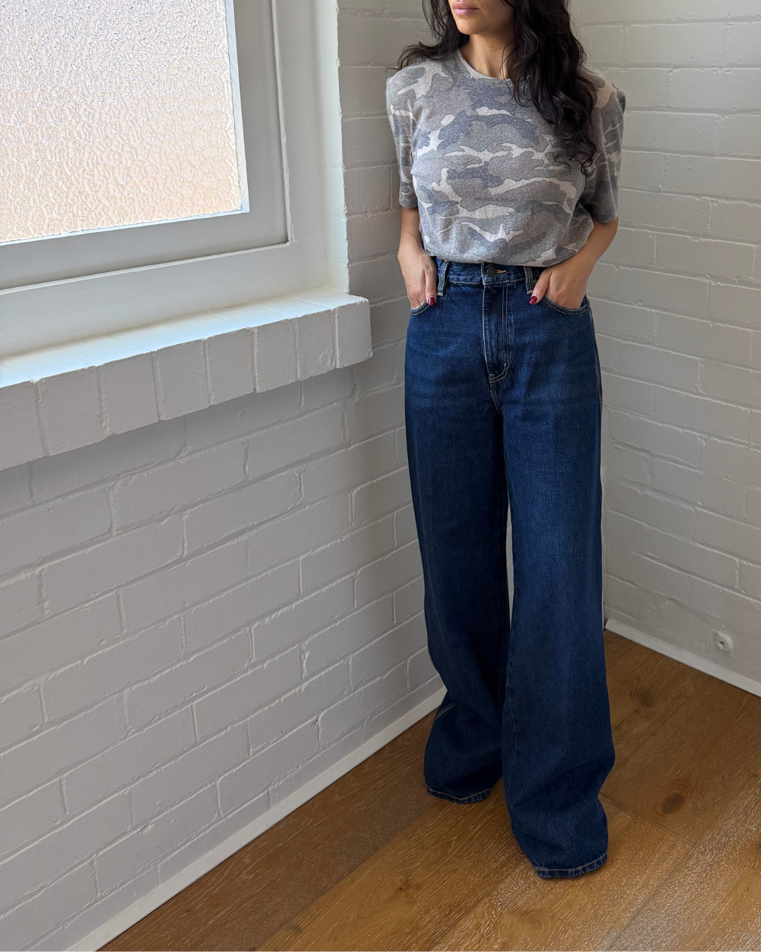 Saint Laurent Rive Gauche Camo Archive Logo Tee - Size Small