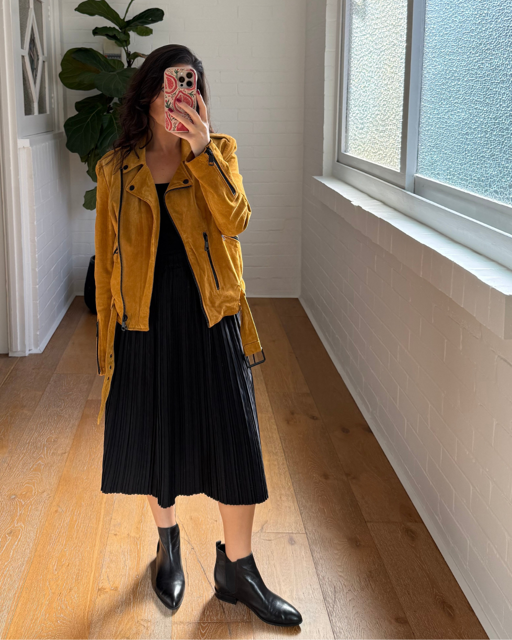Bagatelle NYC Suede Mustard Motorcycle Jacket - Size L/10
