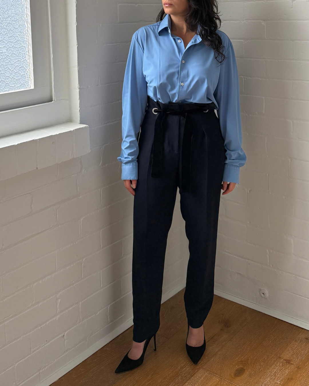 Claudie Pierlot Navy Belted Trousers - Size 36 (AU 8)