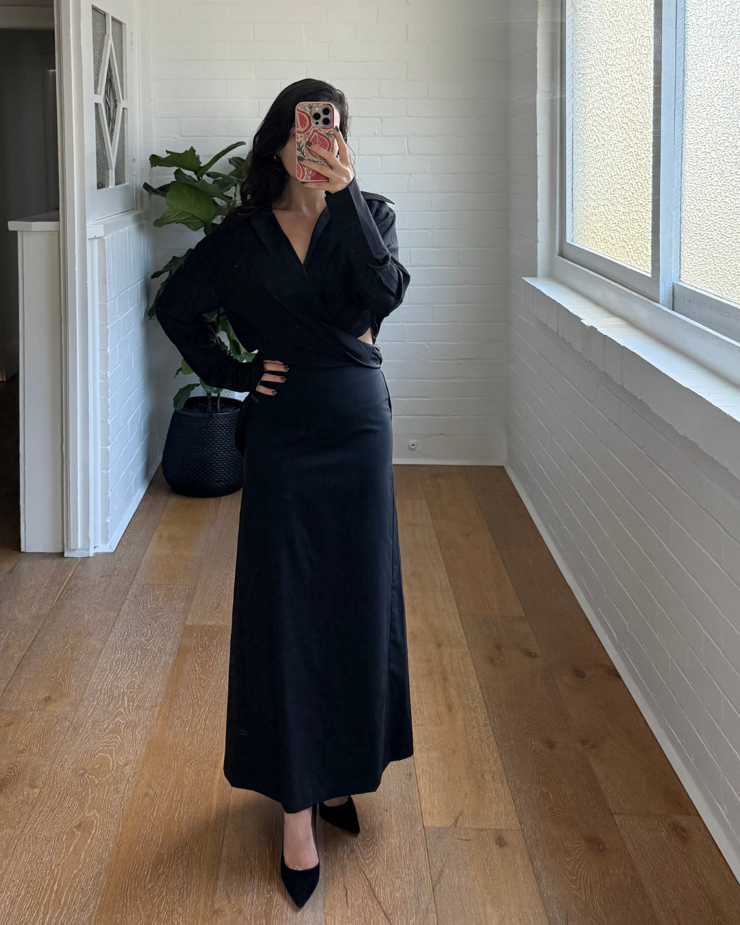 Claudie Pierlot Pinstripe Wool Maxi Skirt - Size 6