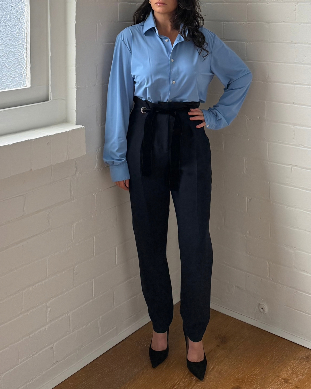 Claudie Pierlot Navy Belted Trousers - Size 36 (AU 8)