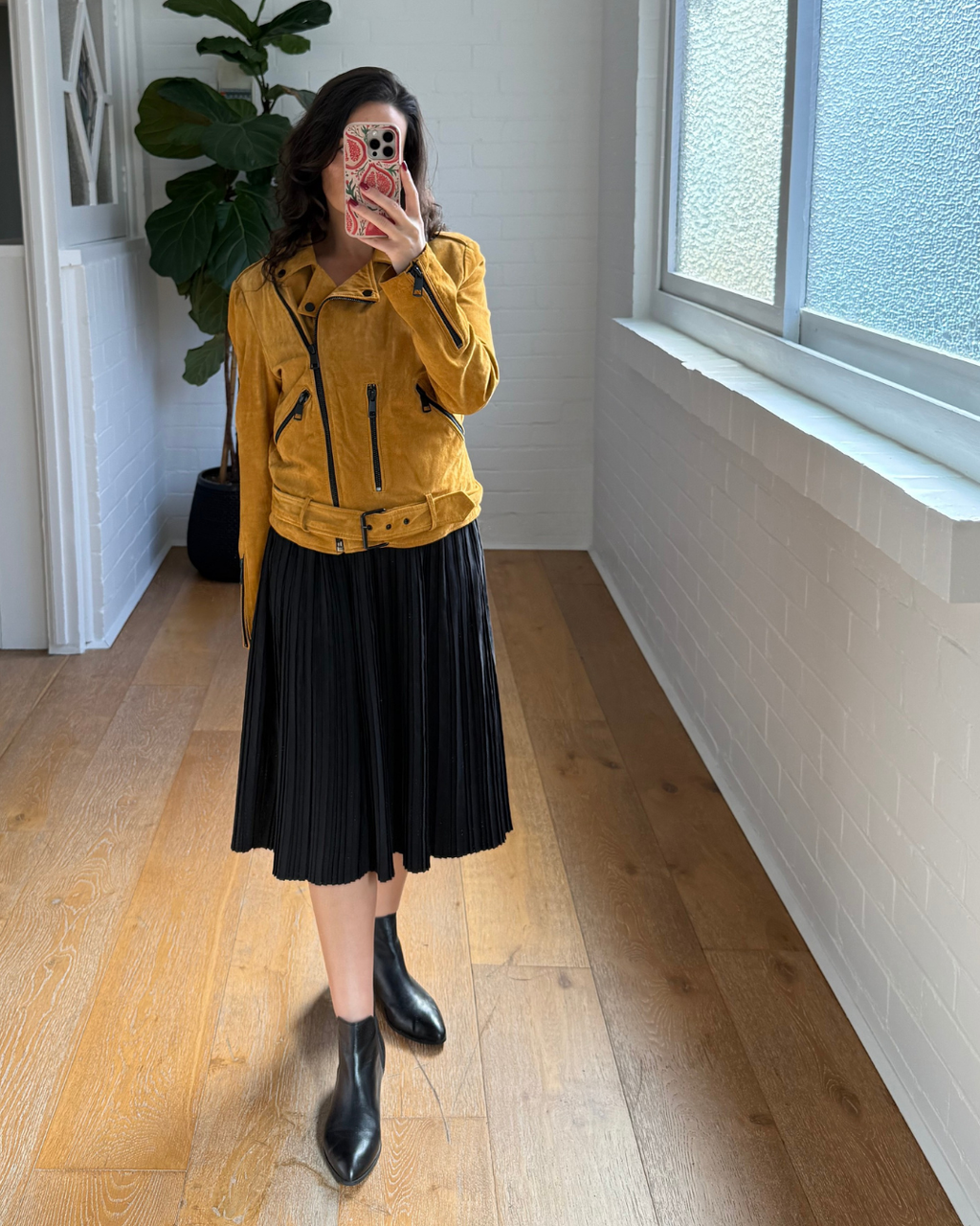 Bagatelle NYC Suede Mustard Motorcycle Jacket - Size L/10