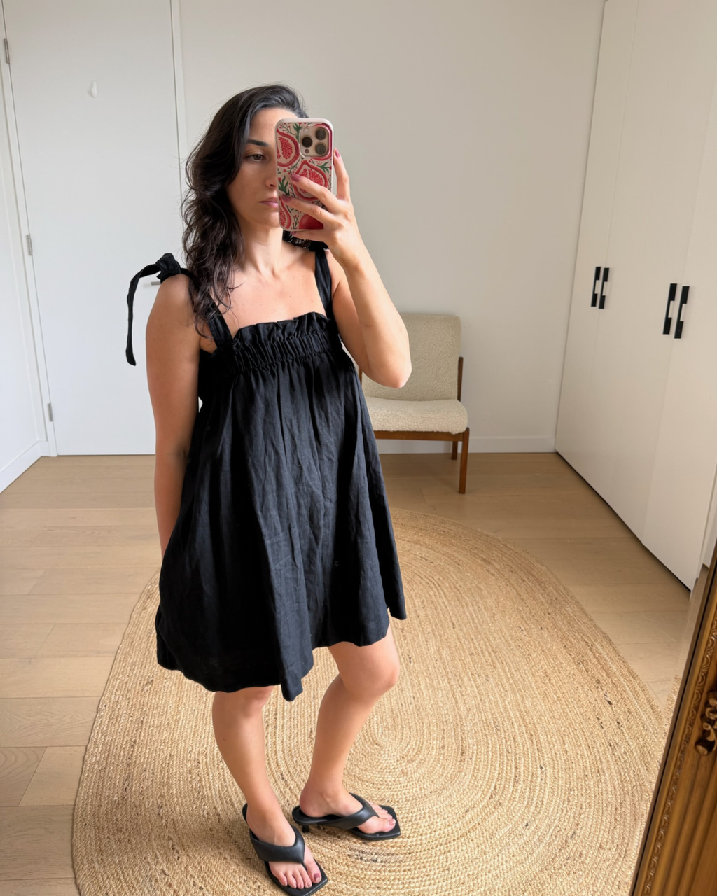 Aje Black Linen Mini Dress - Size 8