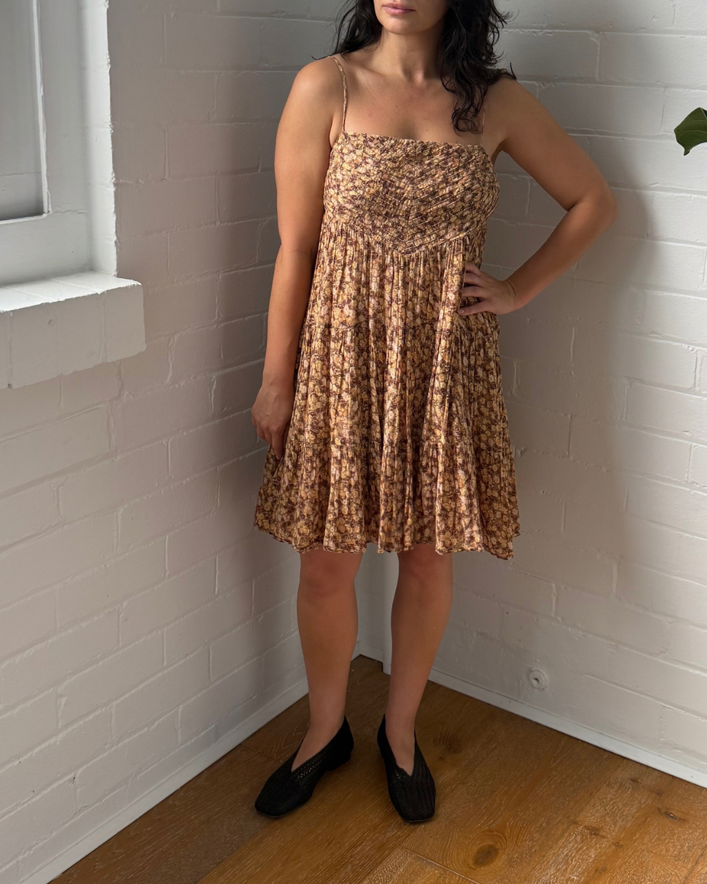 Shona Joy Fauna Pin Tuck Low Back Mini Dress - Size 12