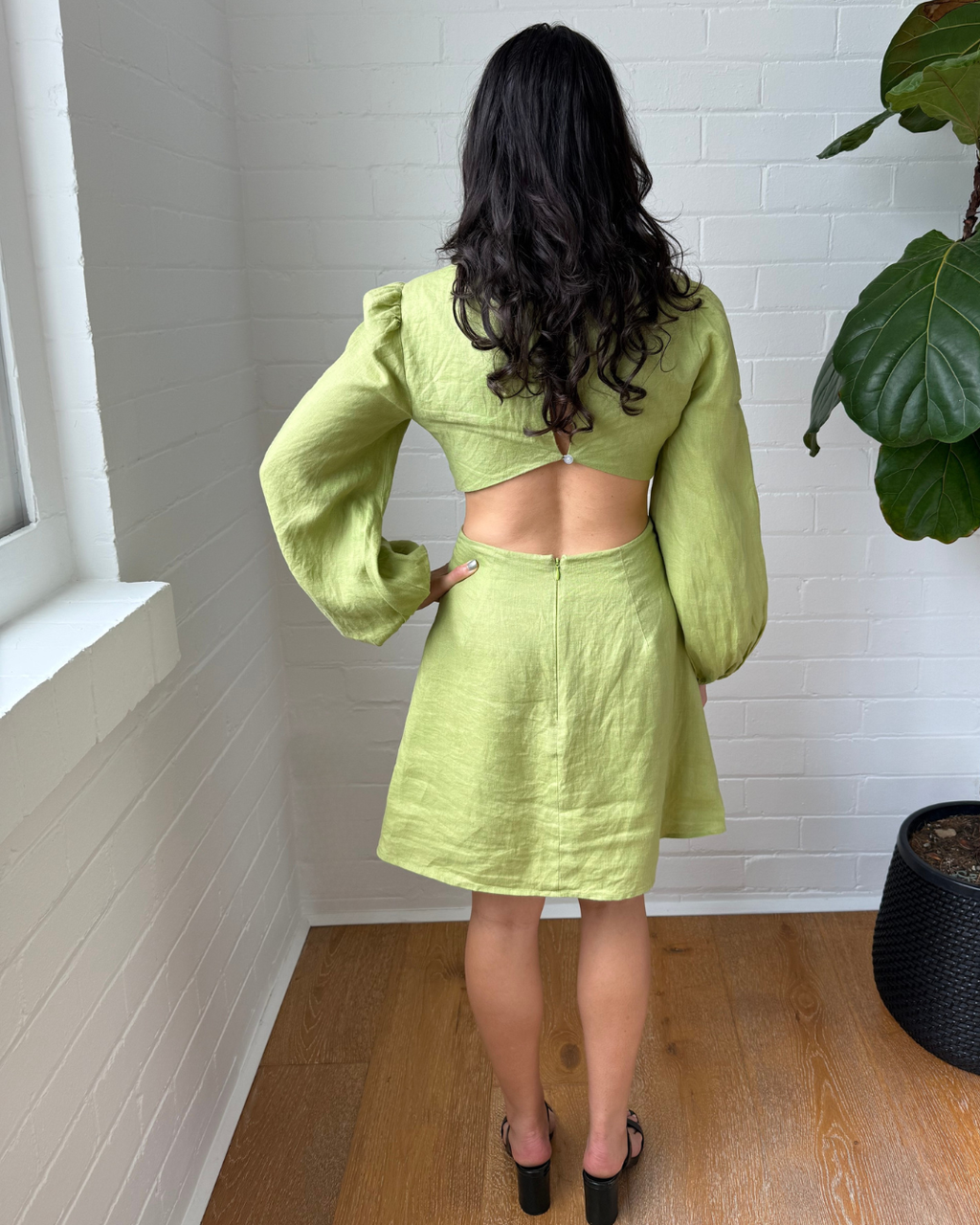 The Wolf Gang Safi Linen Cut Out Dress - Size 8