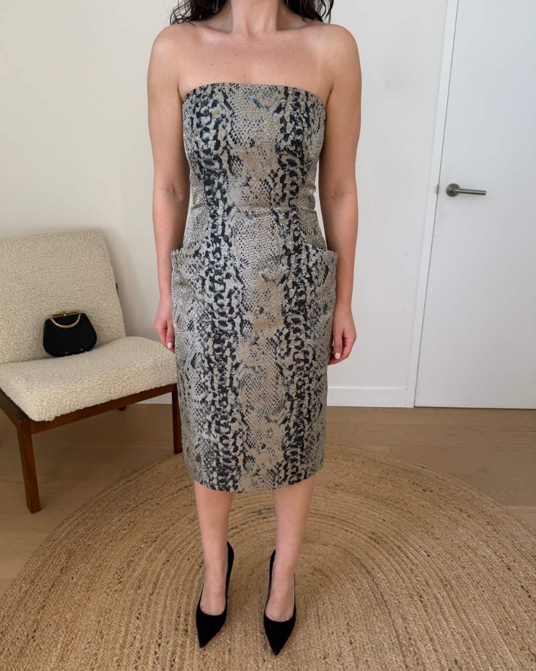 Carla Zampatti Snakeskin Midi Dress - Size 6