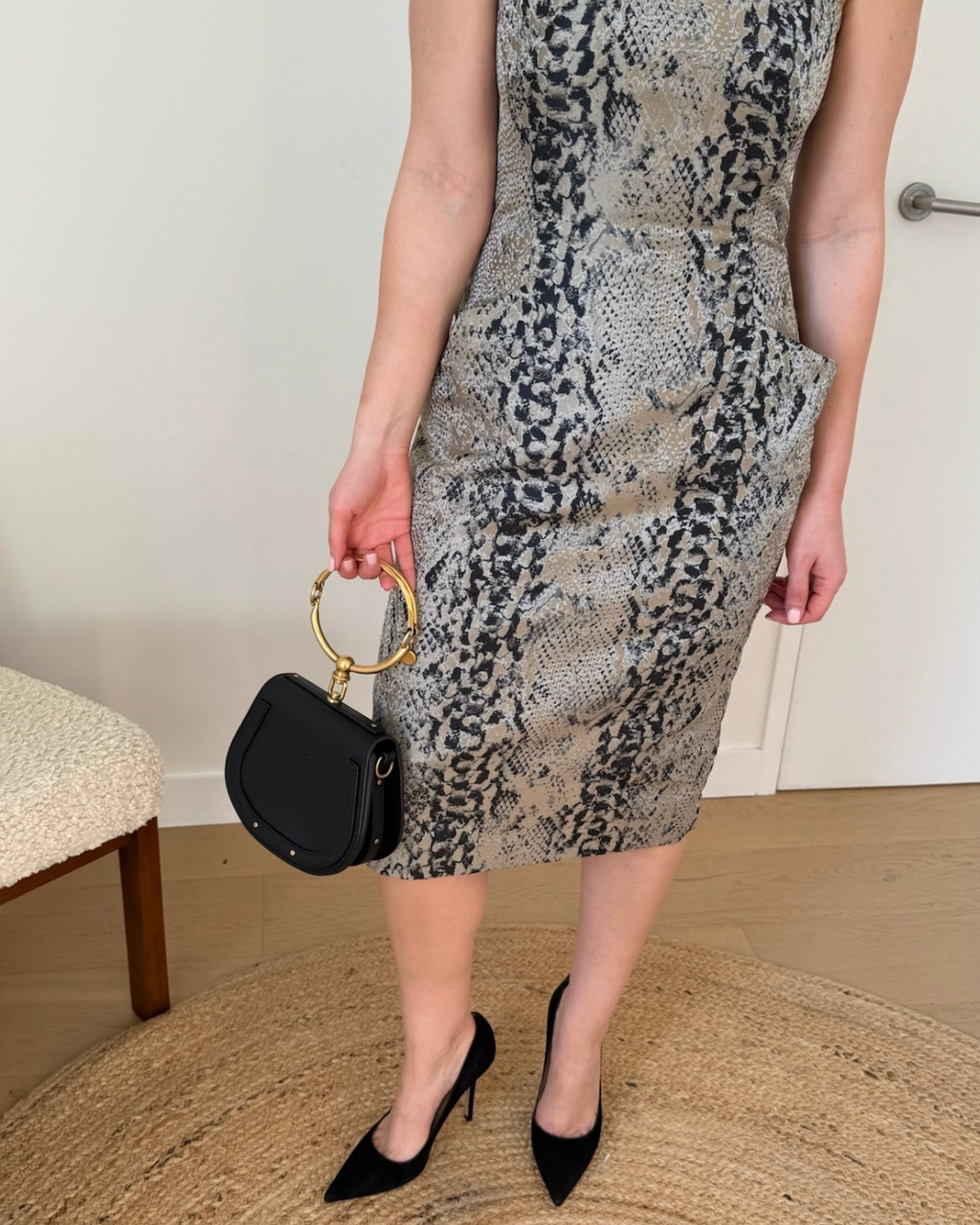 Carla Zampatti Snakeskin Midi Dress - Size 6