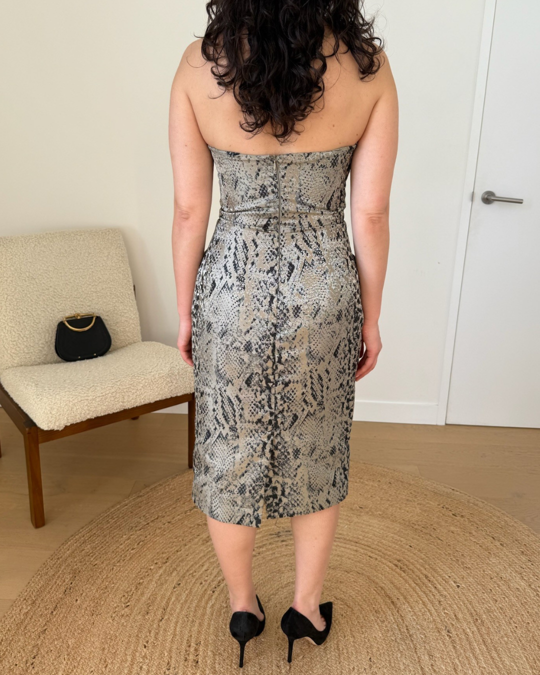 Carla Zampatti Snakeskin Midi Dress - Size 6