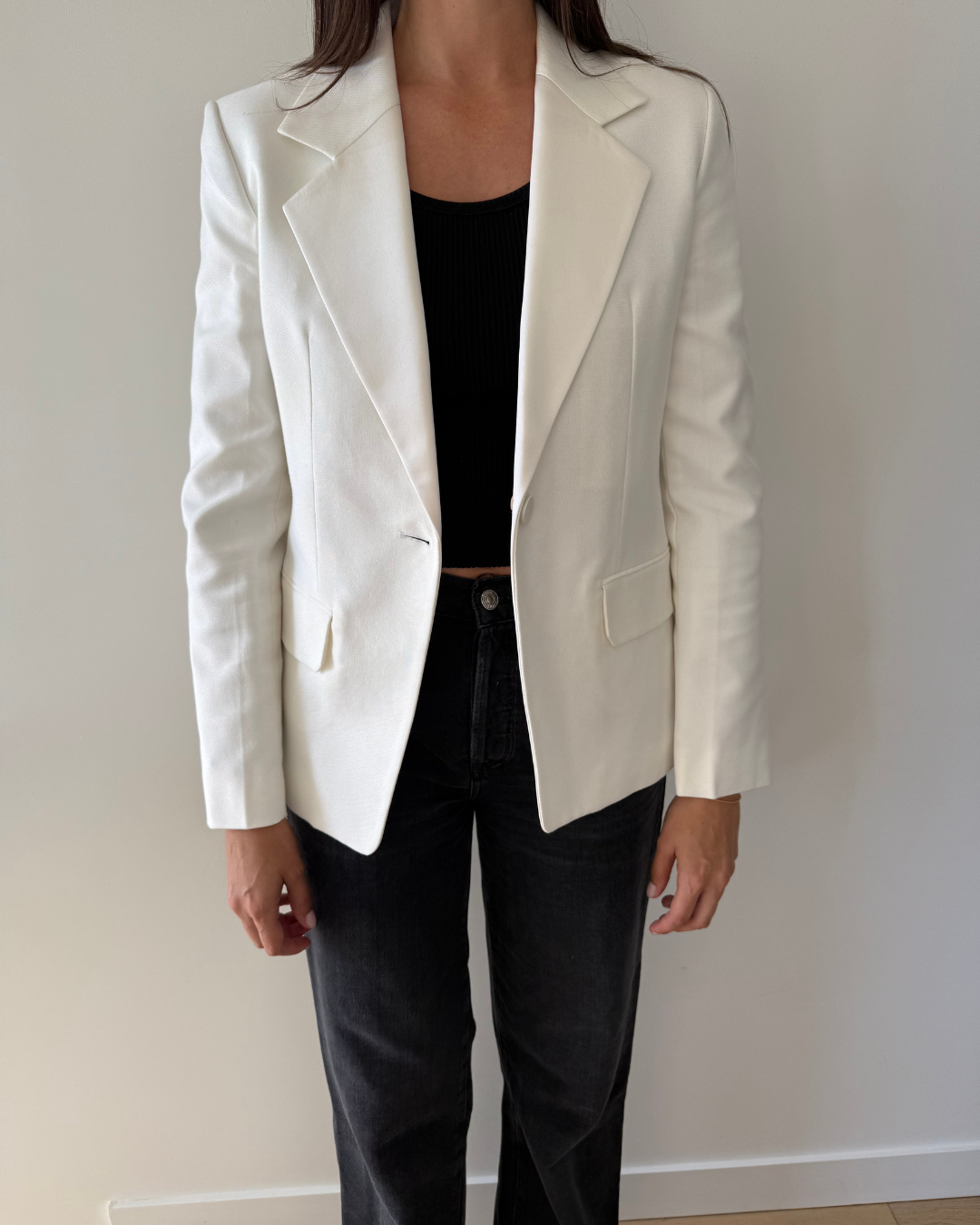 Helmut Lang Shiny Lapel Canvas Blazer - Size 4 (AU 8)