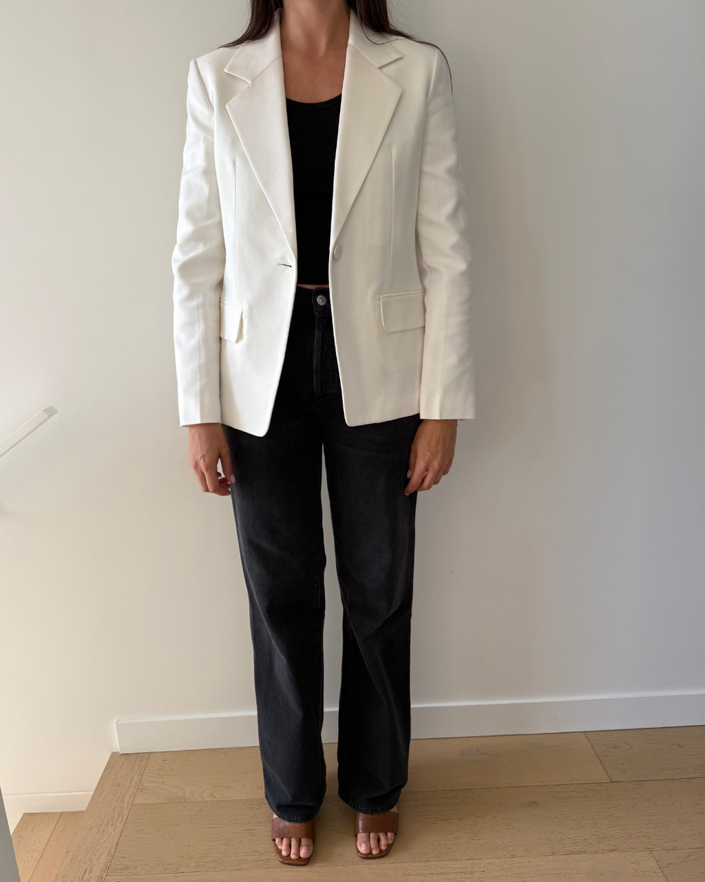 Helmut Lang Shiny Lapel Canvas Blazer - Size 4 (AU 8)